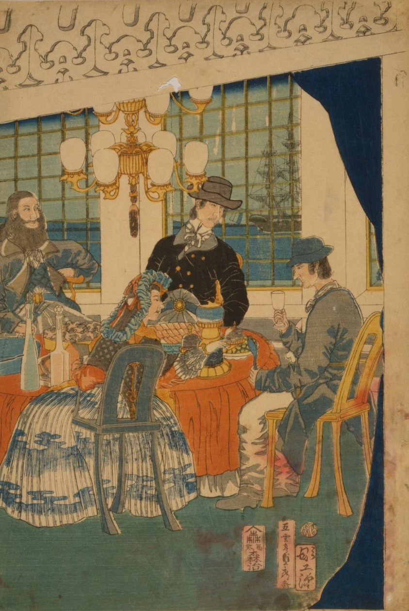Parlour of a Foreign Mercantile House in Yokohama, 1861 by Utagawa Sadahide