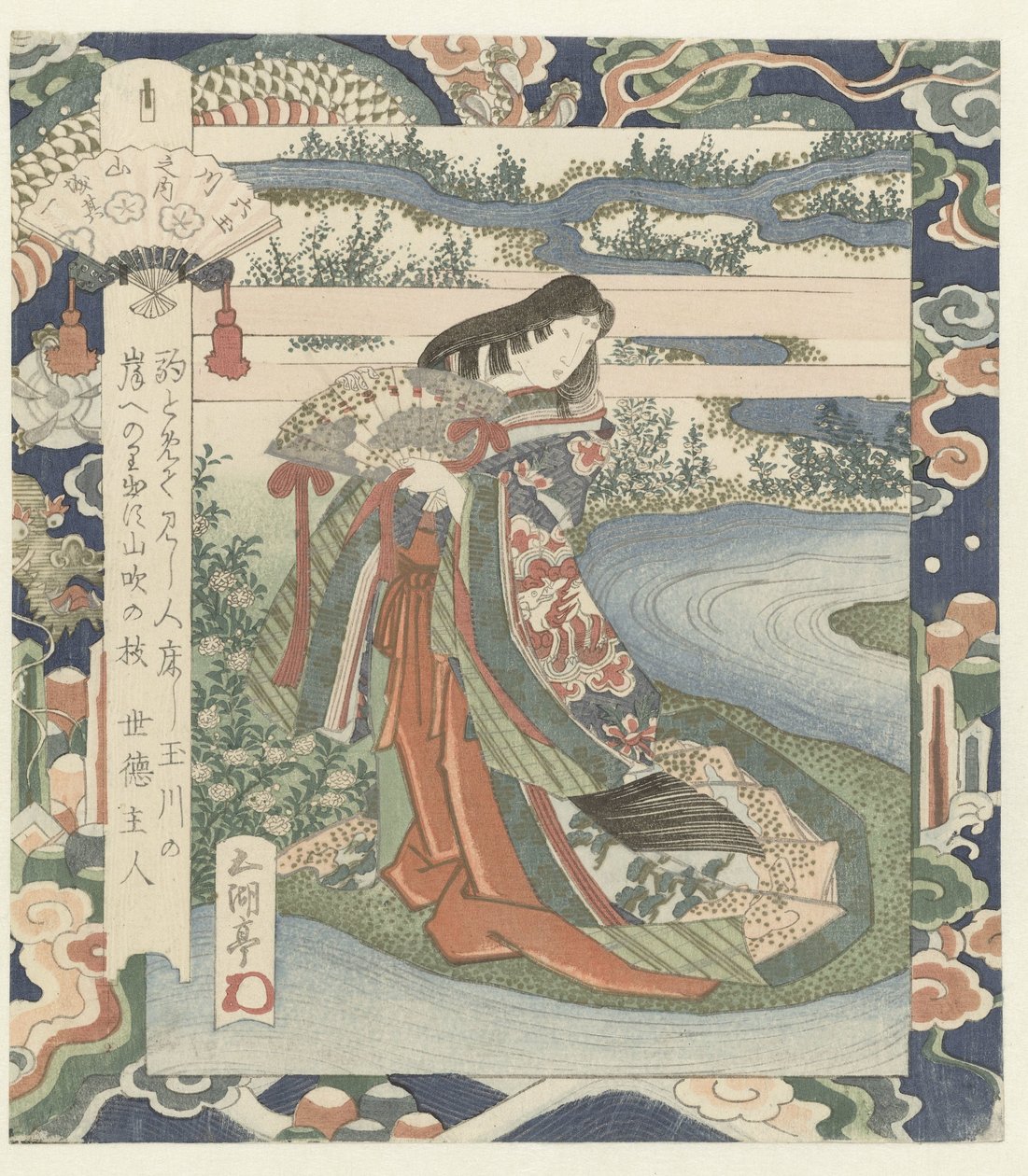 Court Lady by Riverbank (series title: The Six Jewel Rivers) by Utagawa Sadakage
