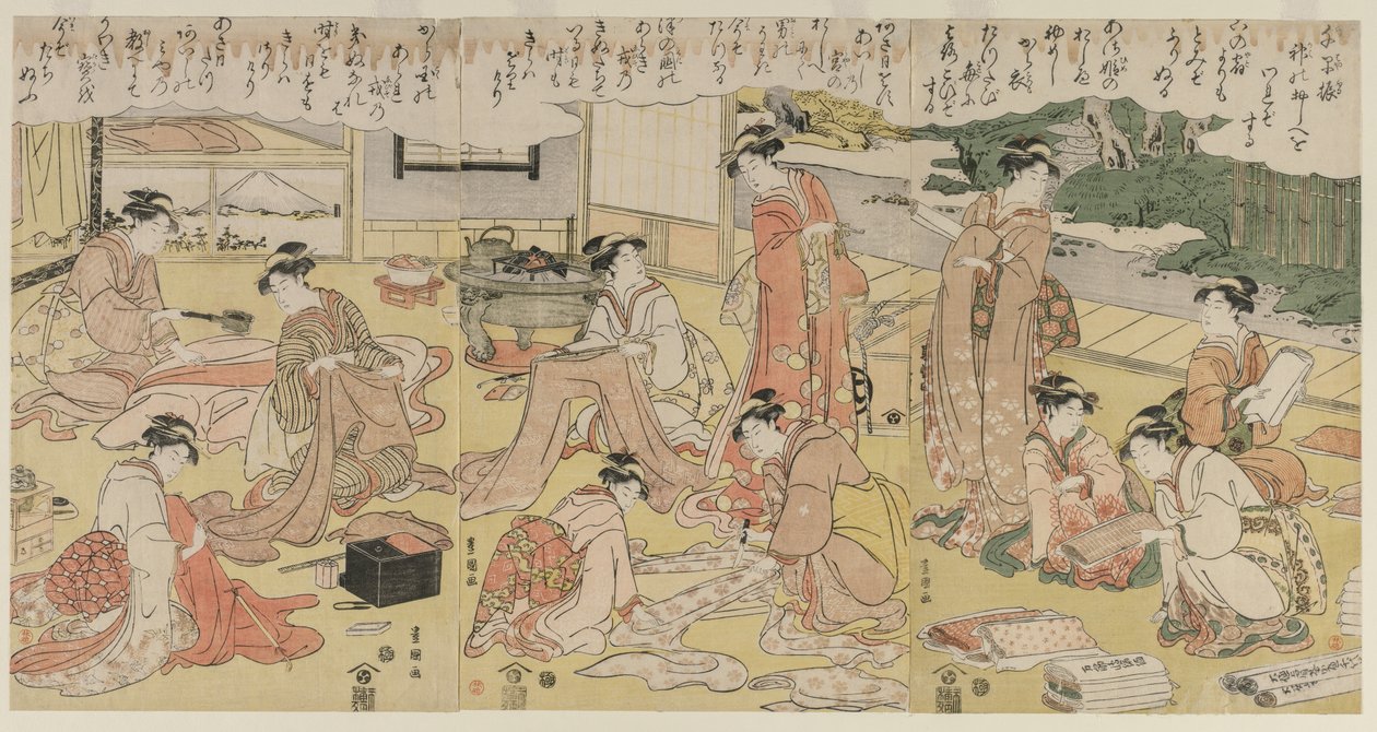 Women Making Clothing by Utagawa Toyokuni