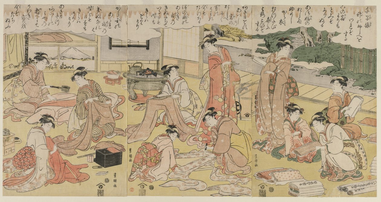 Women Making Clothing by Utagawa Toyokuni