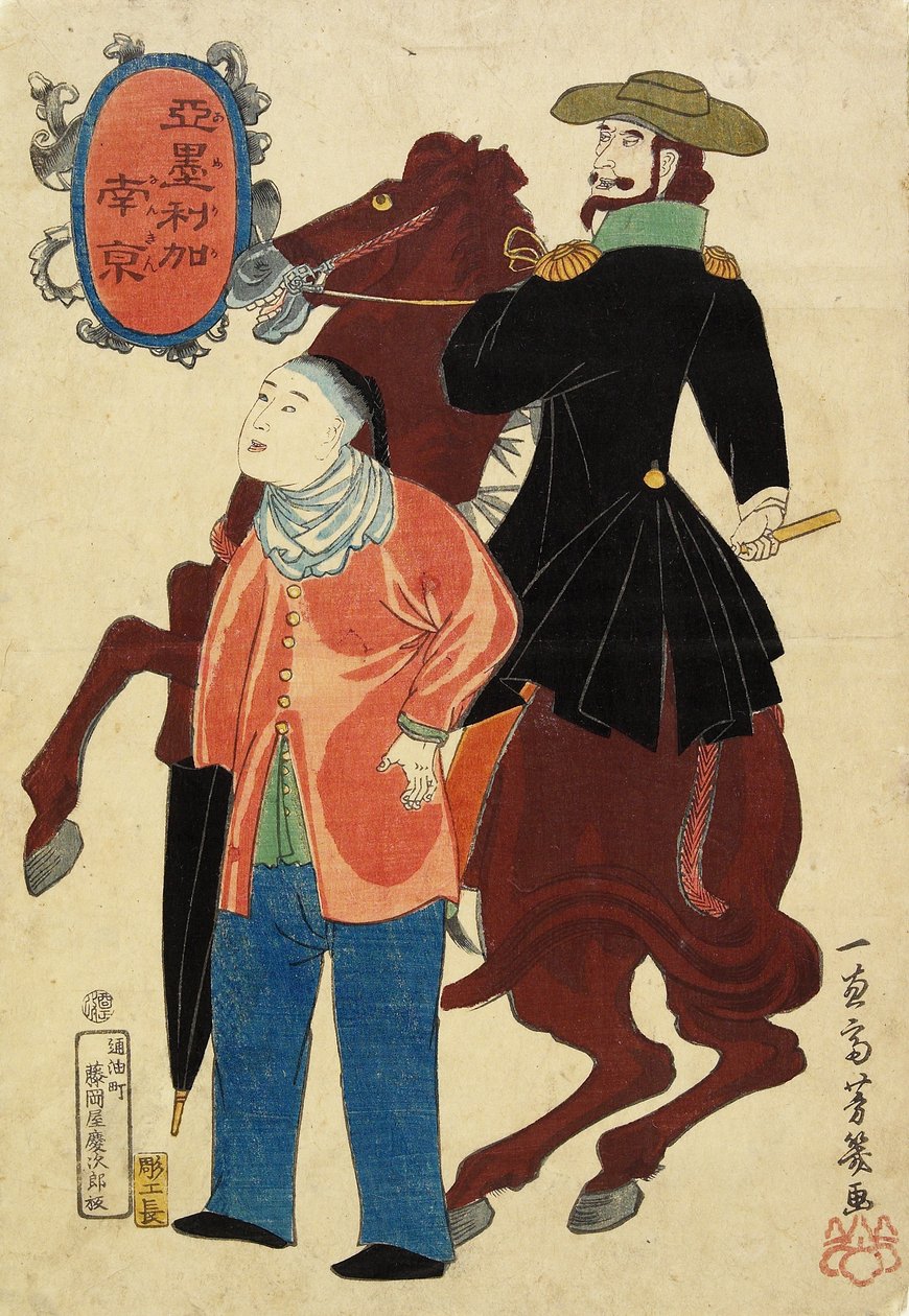 American Horseman and a Chinese by Utagawa Yoshiiku