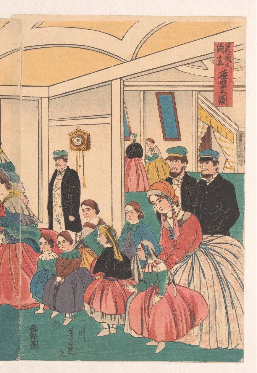 Foreigners Entertaining Themselves at a Banquet by Utagawa Yoshikazu