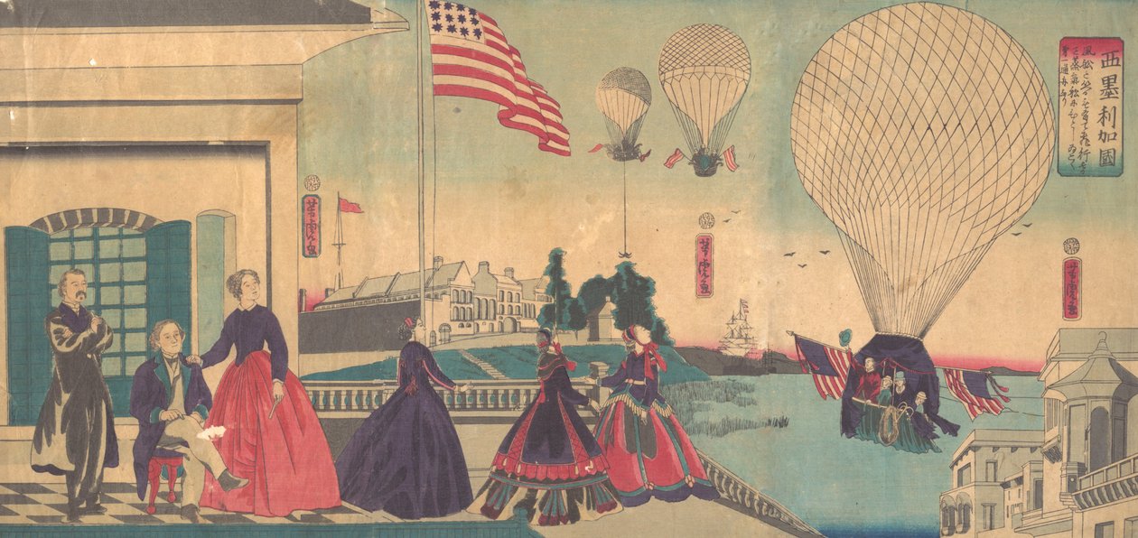 American Balloon Ascension Amerikakoku by Utagawa Yoshitora