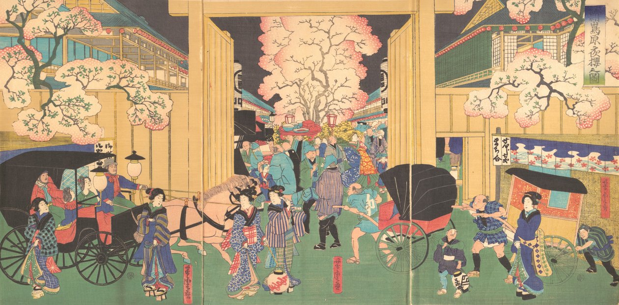 Cherries at Night at New Shimabara by Utagawa Yoshitora