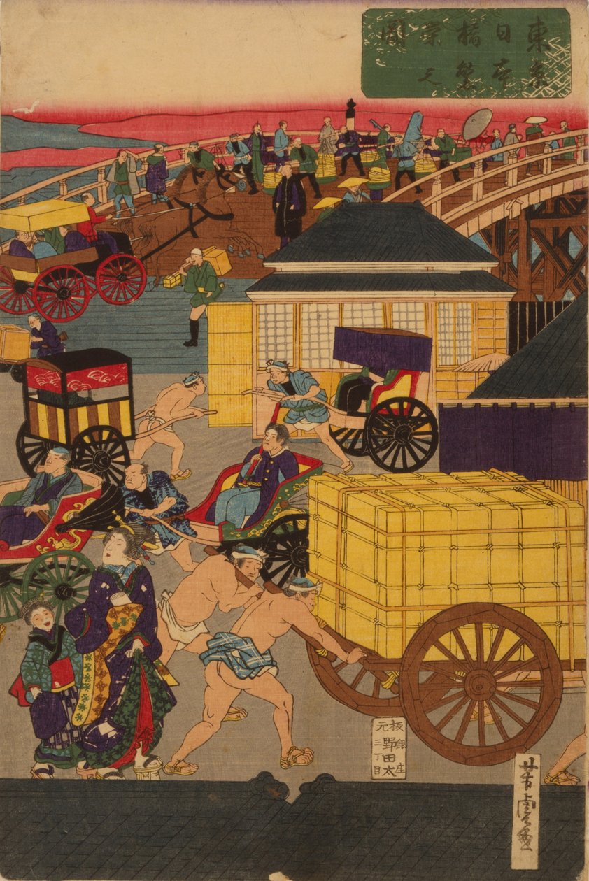 Flourishing Nihonbashi Section of Tokyo by Utagawa Yoshitora