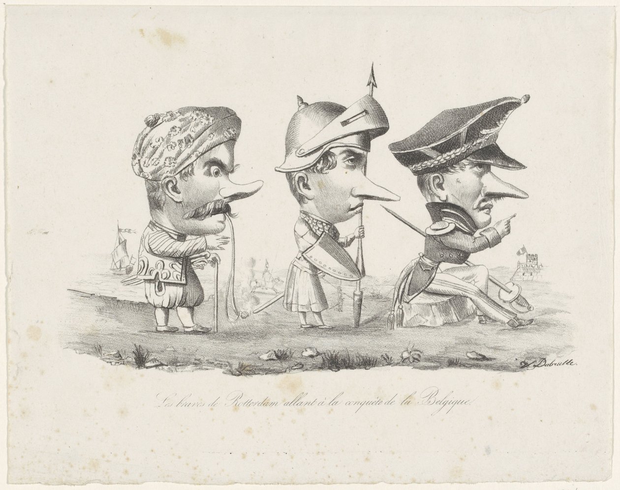 Caricature of the Rotterdam Militia, 1830 by V. Dubrulle