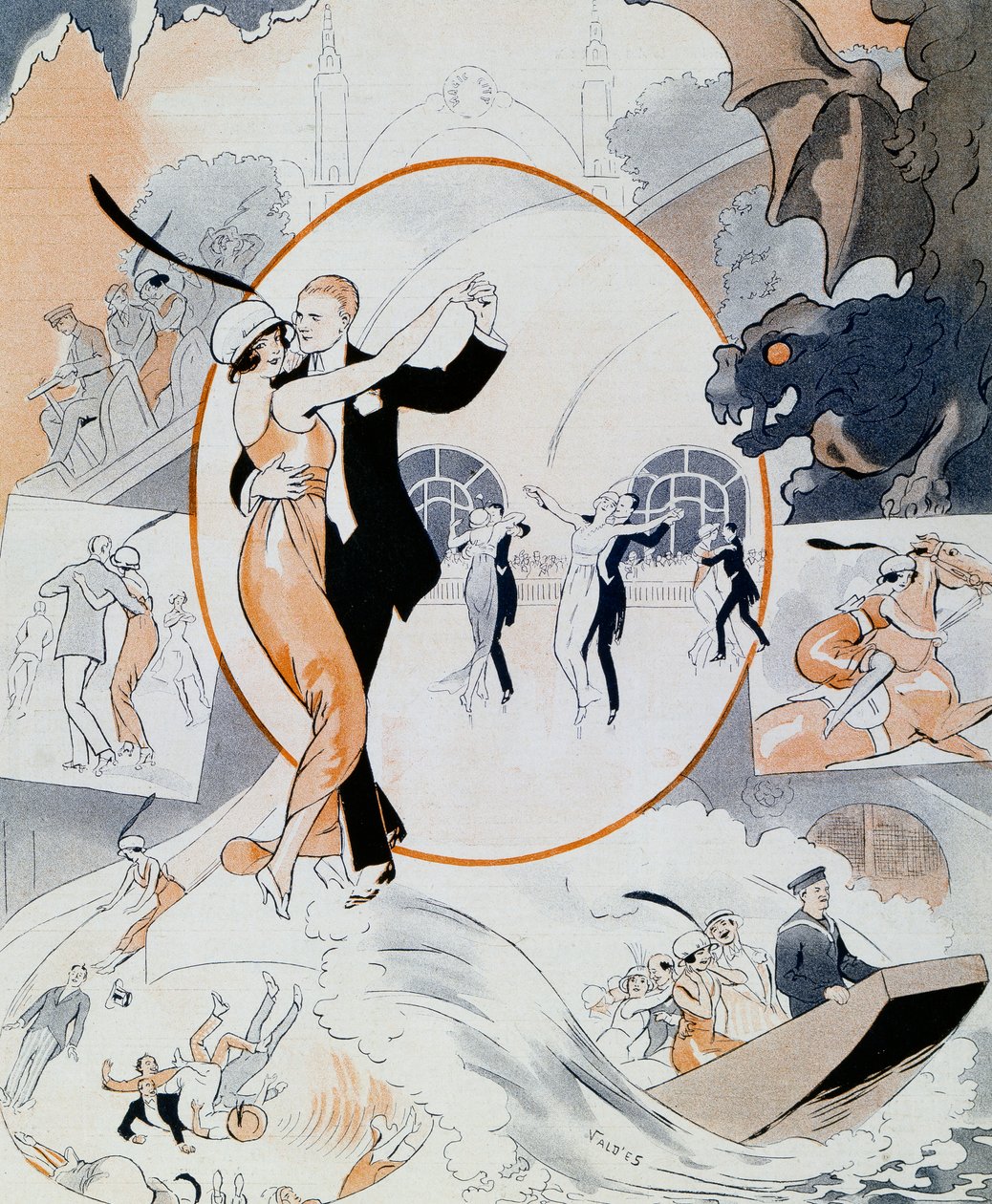 Dance Scene, from Magazine La Vie Parisienne, France by Vald