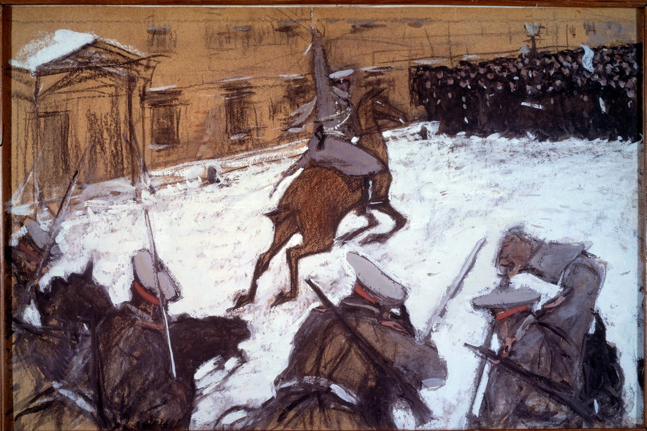 Red Sunday (Bloody Sunday) in St. Petersburg: Military Repression during the 1905 Demonstrations in St. Petersburg by Valentin Aleksandrovich Serov