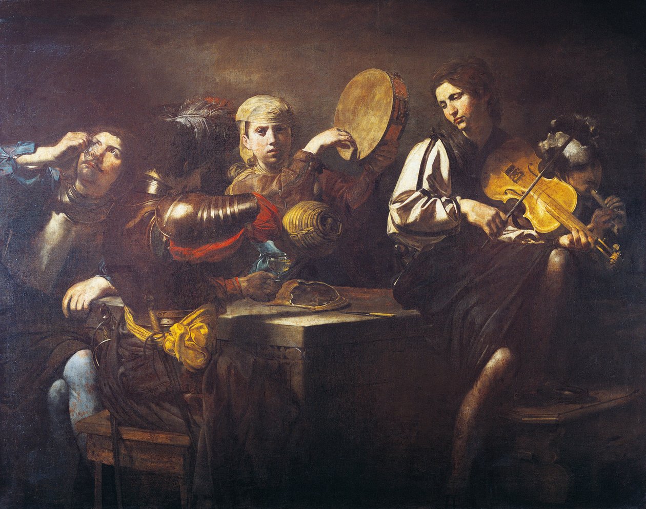 Musicians and soldiers (circa 1626) by Valentin de Boulogne
