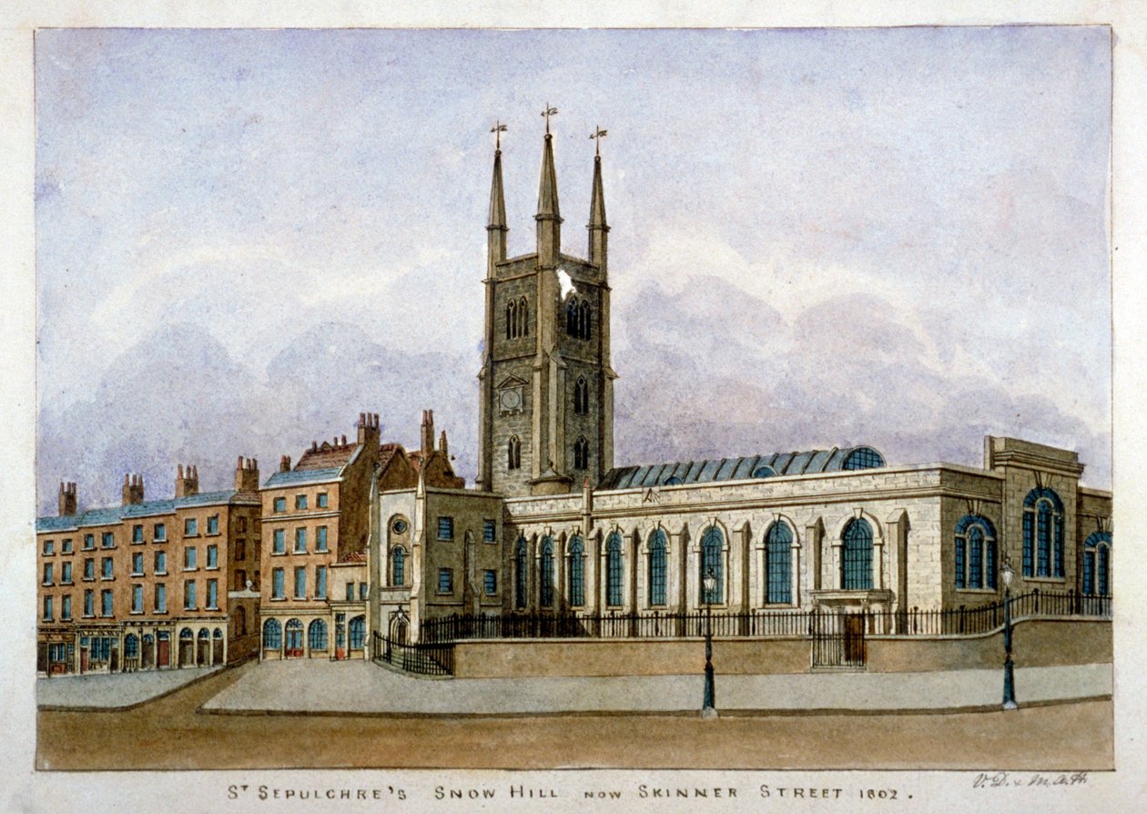 Church of St Sepulchre, Snow Hill, City of London, 1802 by Valentine Davis