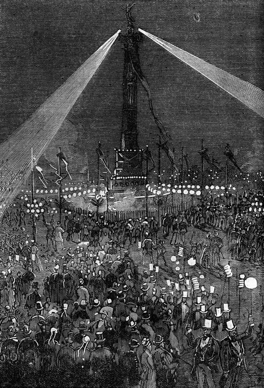 Illumination of Place de la Bastille in Paris by Valnay Pere et fils