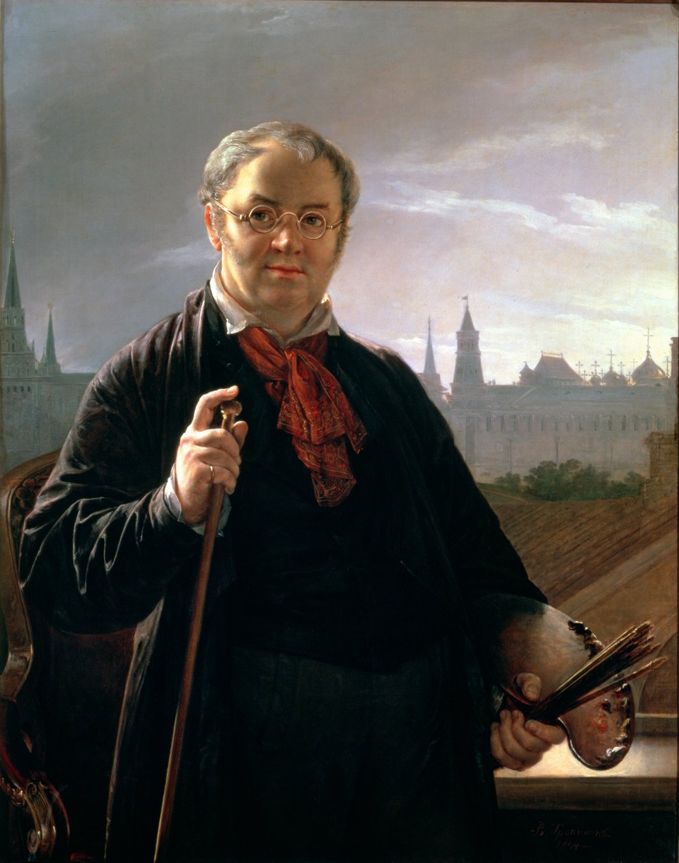 Self Portrait against the Window with a View of the Kremlin by Vasili Andreevich Tropinin