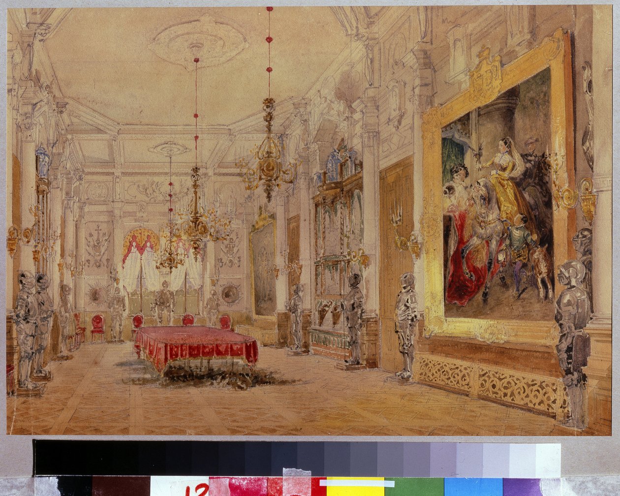 The Dining Room in the Manor House Verki by Vasili Semenovich Sadovnikov
