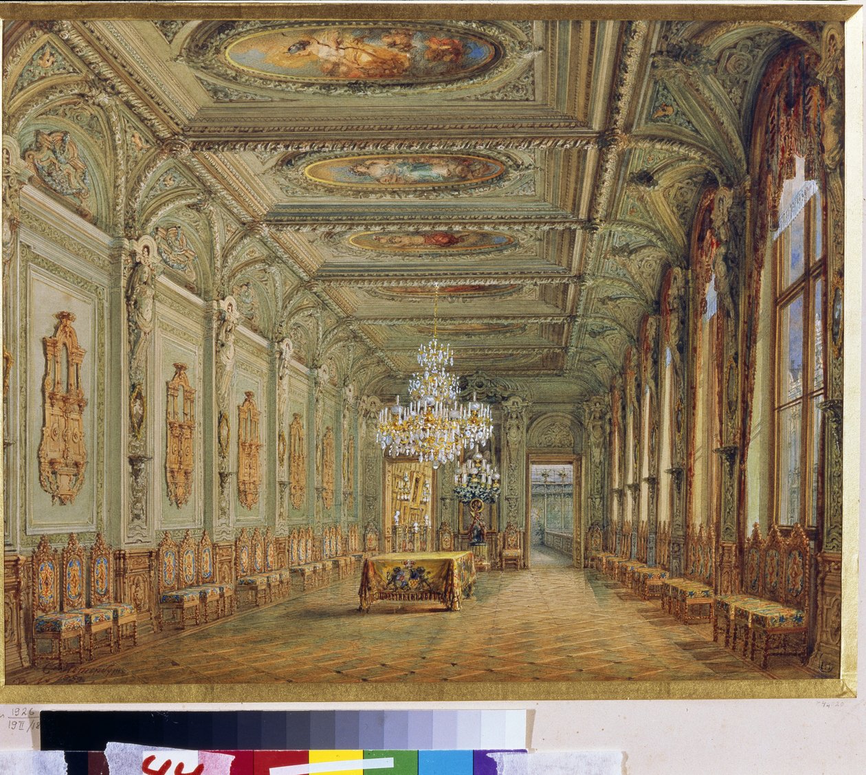 The Main Dining Room (Gallery of Henry II) in the Yusupov Palace in St Petersburg by Vasili Semenovich Sadovnikov
