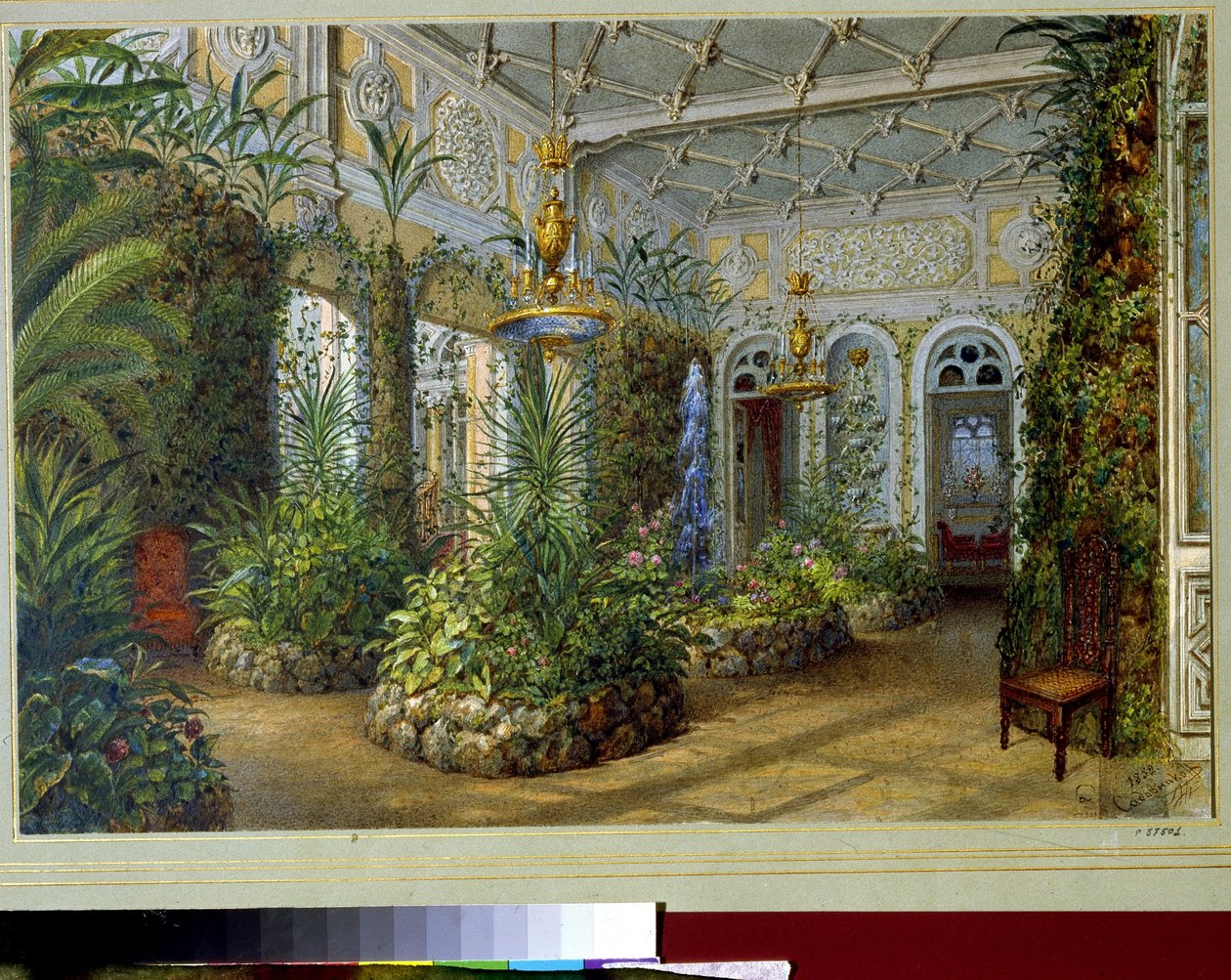 The Winter Garden in the Yusupov Palace in St. Petersburg by Vasili Semenovich Sadovnikov