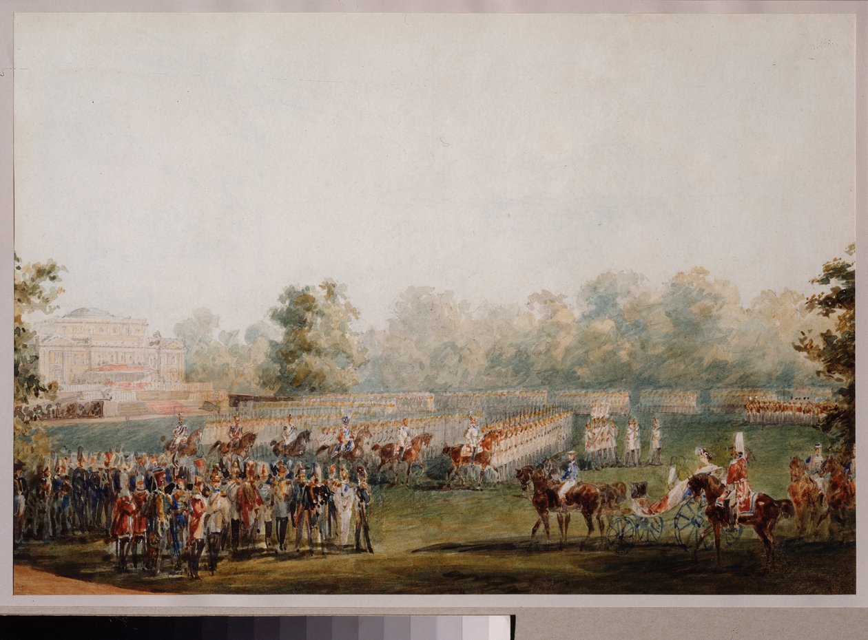 Military Review on the Meadow of the Elagin Palace by Vasili Semenovich Sadovnikov