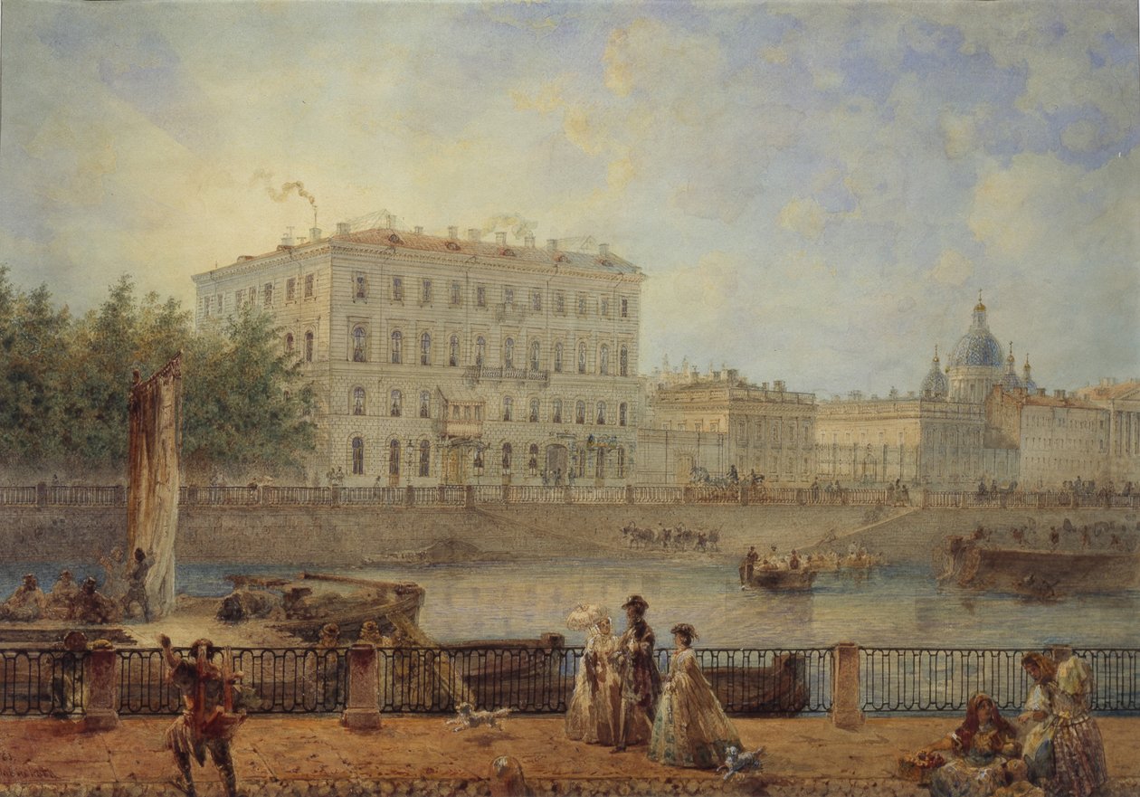 Saint Petersburg. View of the Fontanka River and the Derzhavin House by Vasili Semenovich Sadovnikov