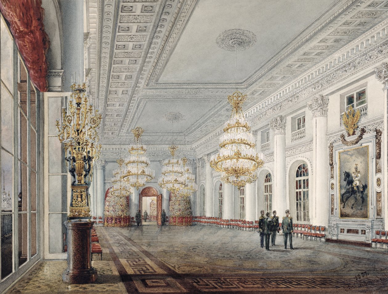 The Great Hall, Winter Palace, St. Petersburg by Vasili Semenovich Sadovnikov