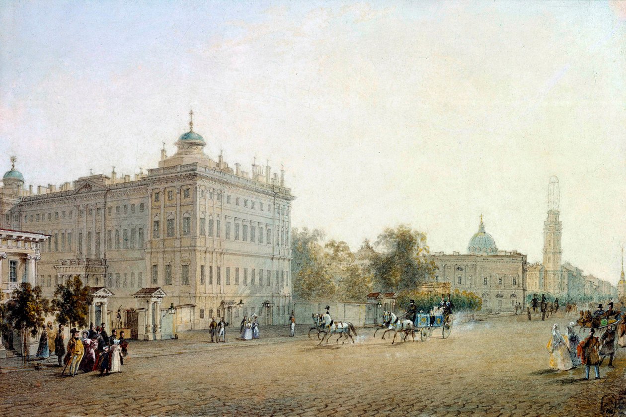 View of the Perspective Nevsky in St. Petersburg in 1830 by Vasili Semenovich Sadovnikov