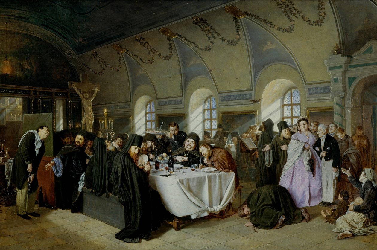 Monastic Refectory by Vasili Grigorevich Perov