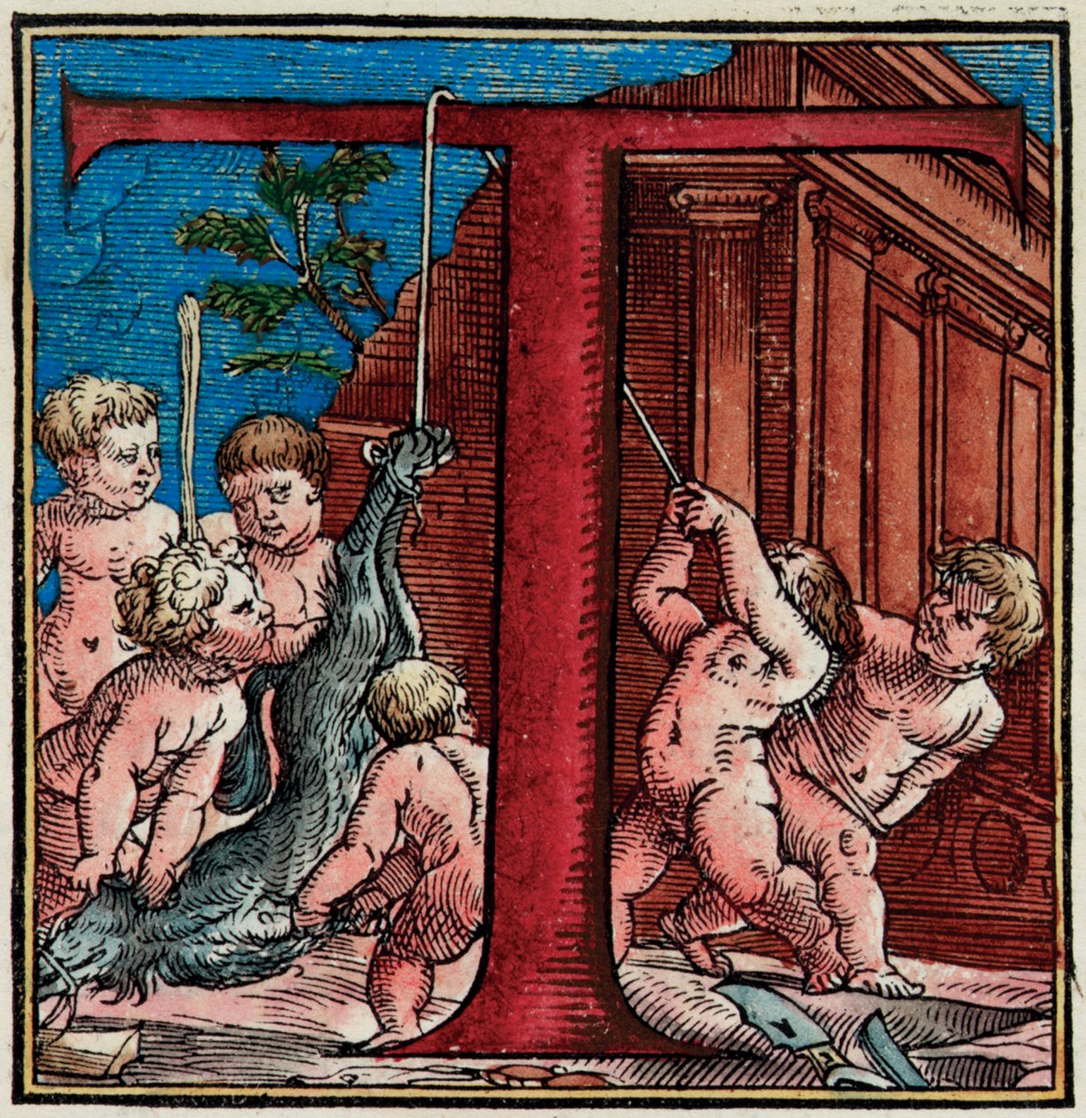 Initial T (detail) from a Page of "De Humani Corporis Fabrica Libri Septem" by Andreas Vesalius by Venetian School