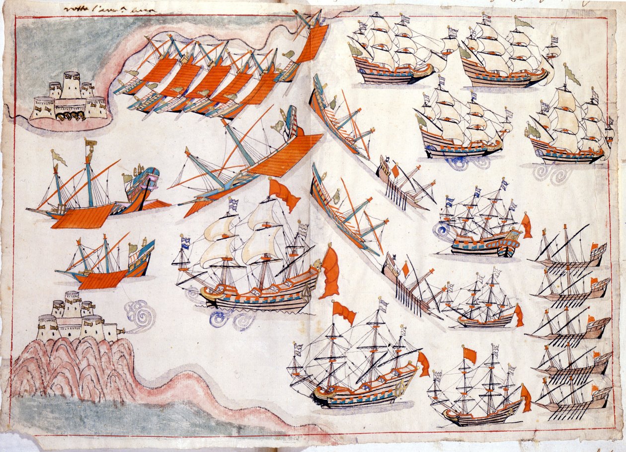 War between Venice and the Ottoman Empire: Battle of the Dardanelles which saw the victory of Venetian captain Lorenzo Marcello in 1655 by Venetian School