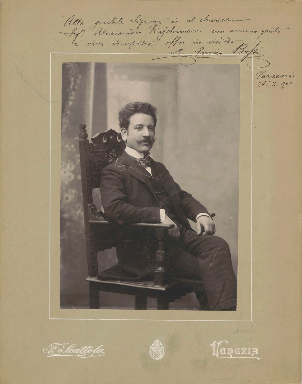 Portrait of the Organist and Composer Marco Enrico Bossi by Venezia . Photo studio Francesco Scattola