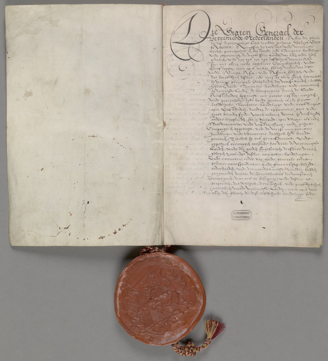 Charter granted by the States-General concerning the exclusive trade east of the Cape of Good Hope and west of the Strait of Magellan for a duration of 21 years 1602 by Verenigde Oostindische Compagnie