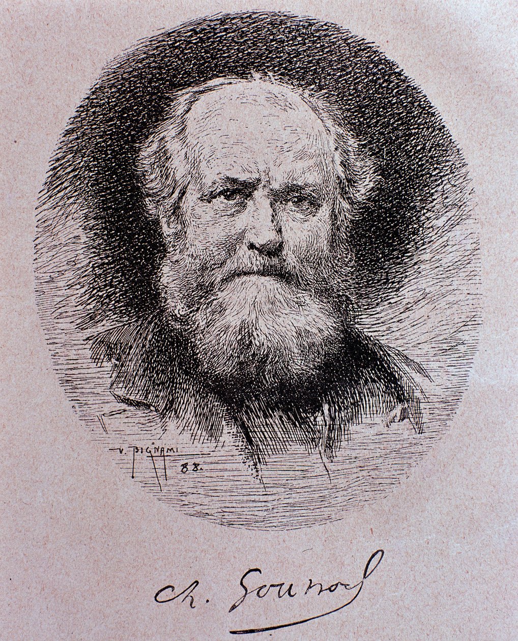 Portrait of Charles Gounod (drawing) by Vespasiano Bignami