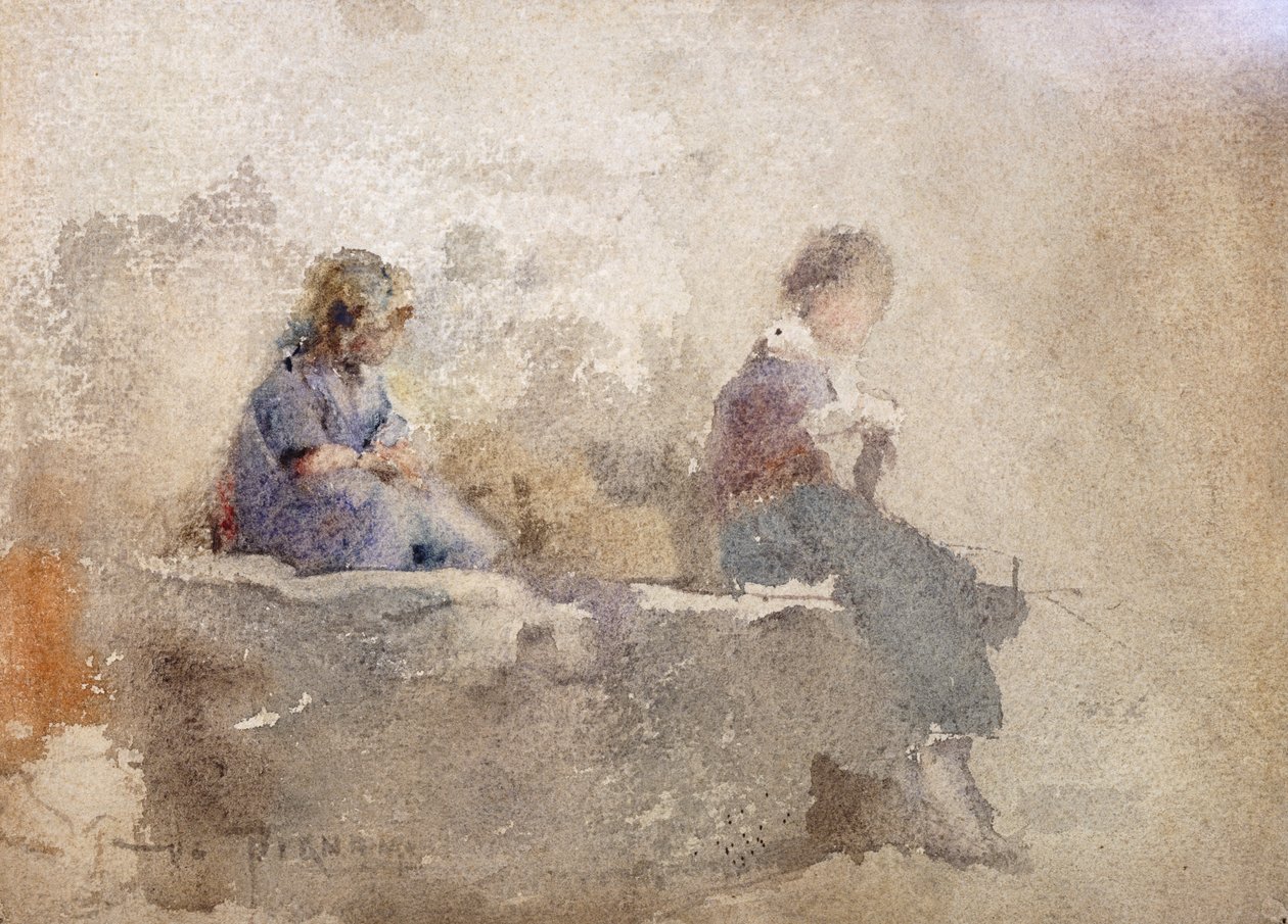 Two young women by Vespasiano Bignami