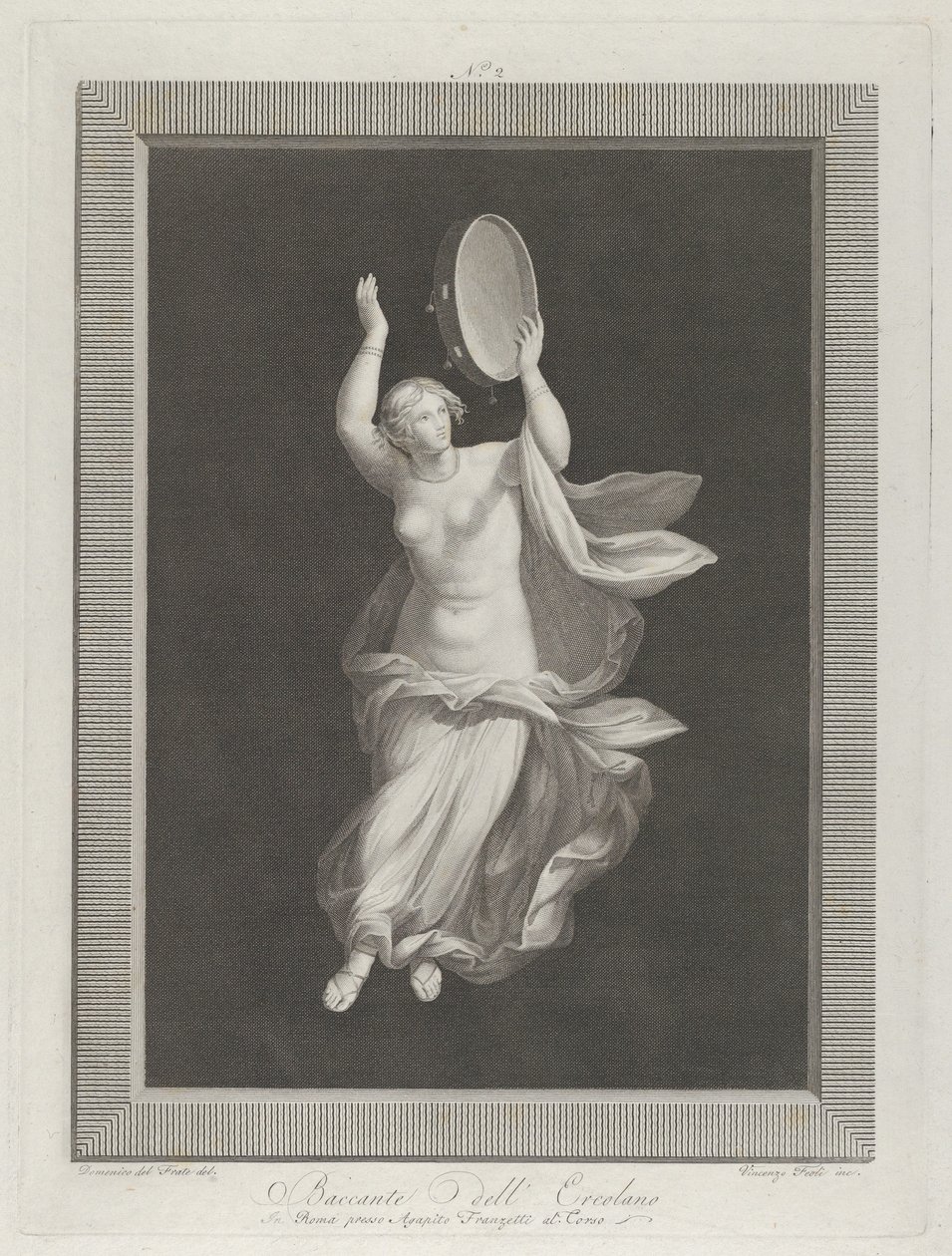 A Partly Naked Bacchante Playing a Tambourine by Vicenzo Feoli