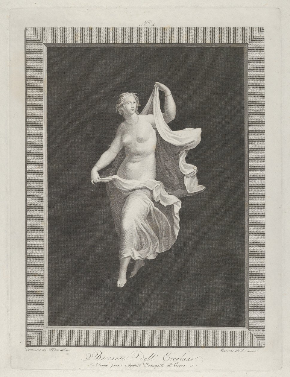 A Partly Nude Bacchante Stepping Forward and Holding Ends of Her Drapery by Vicenzo Feoli