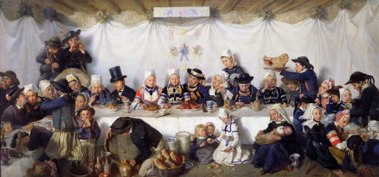 The Wedding Feast of Corentin Le Guerveur and Anne-Marie Kerinvel by Victor Marie Roussin