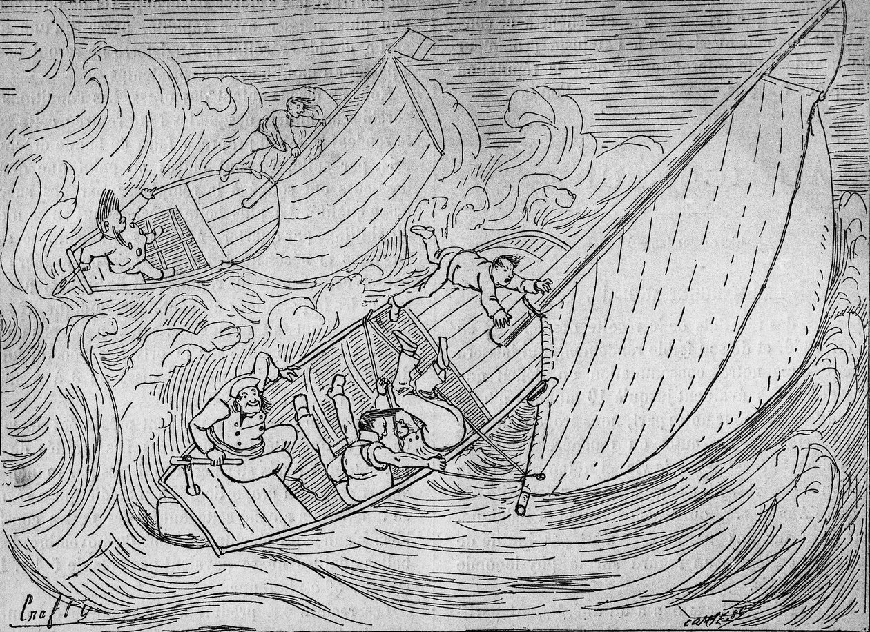Sailing Races: Two Regattas, the Goëland and the Monitor Capsized - Extract from the Lighthouse of Kerkamadec - Drawing by Crafty - in 