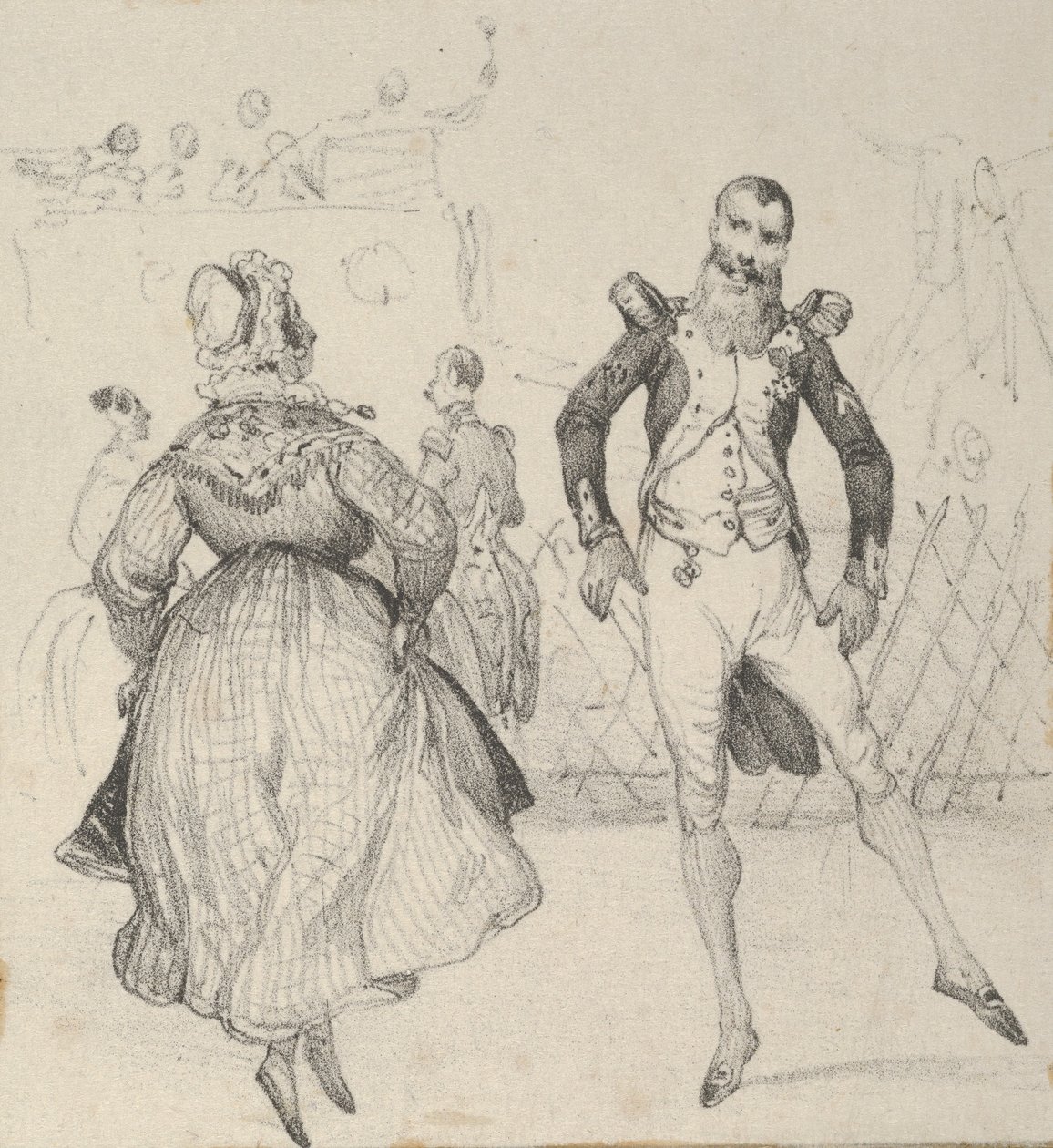 A soldier and a woman dancing, mid-19th century by Victor Adam