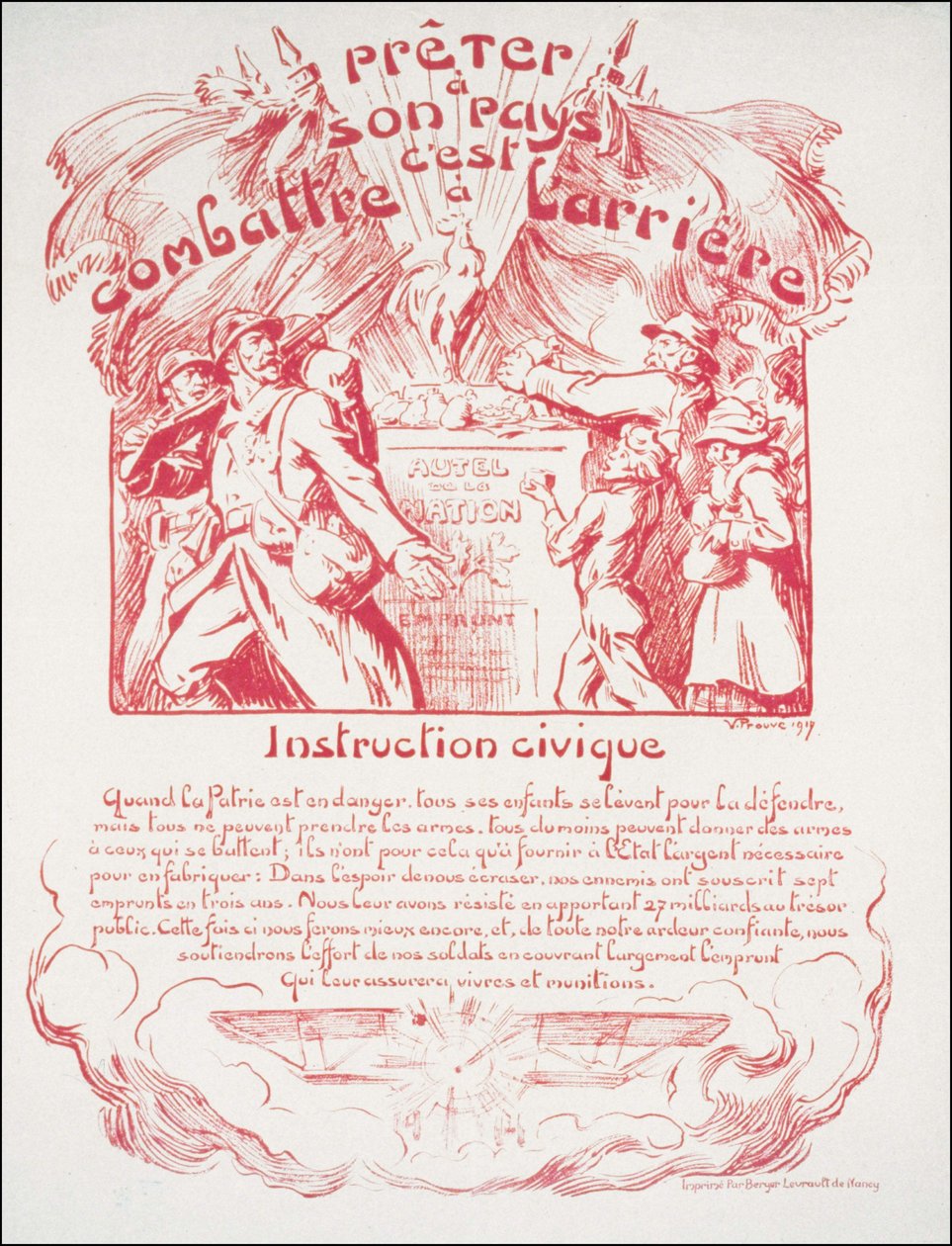 Lending your country is fighting behind - Civic Education. War Poster by Victor Emile Prouve