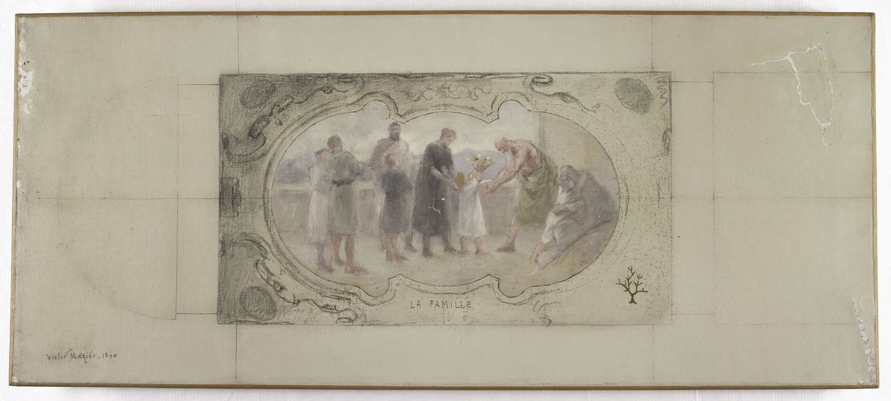 Sketch for the Galerie Lobau, Hôtel de Ville, Paris: The Family by Victor Jean Pierre Maziès