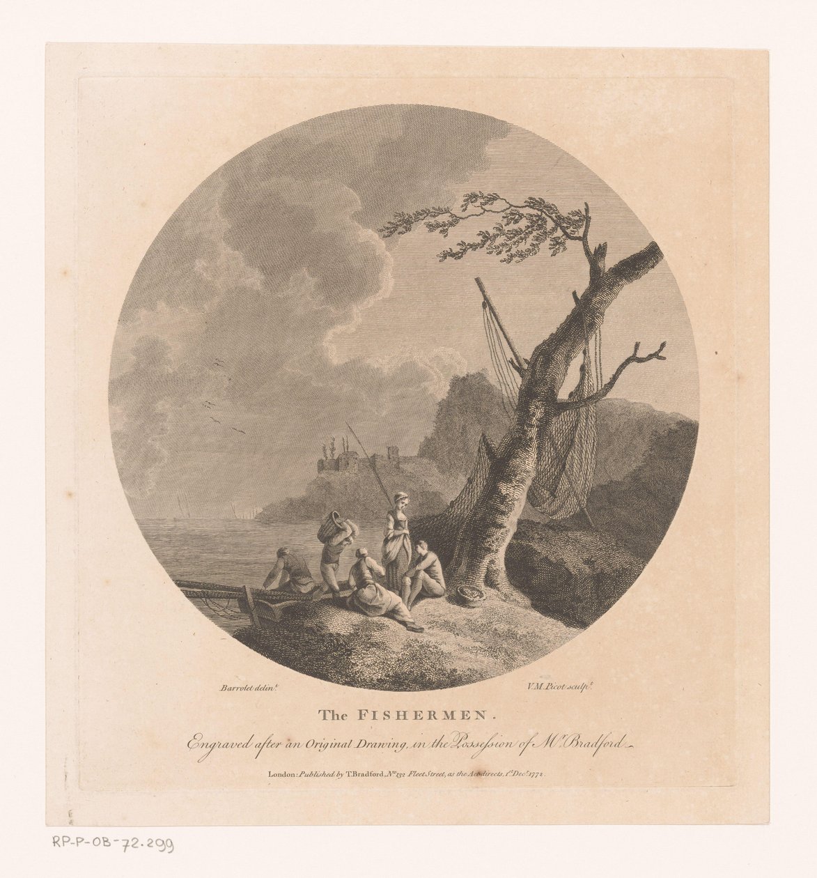 Landscape with Fishermen by a Tree with Fishing Nets by Victor Marie Picot