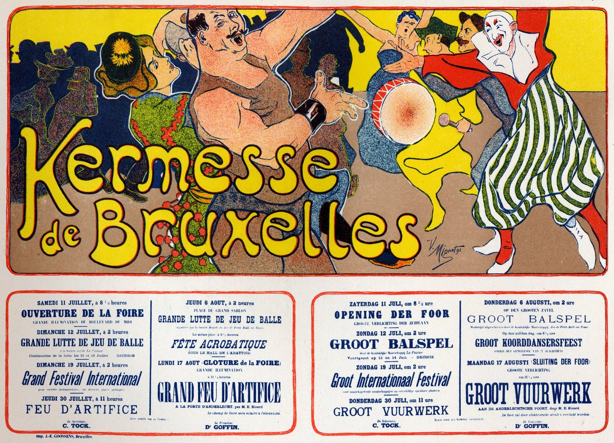 Brussels Kermess (Carnival), Belgium. Poster by V. Mignot, Belgium, c.1890 by Victor Mignot