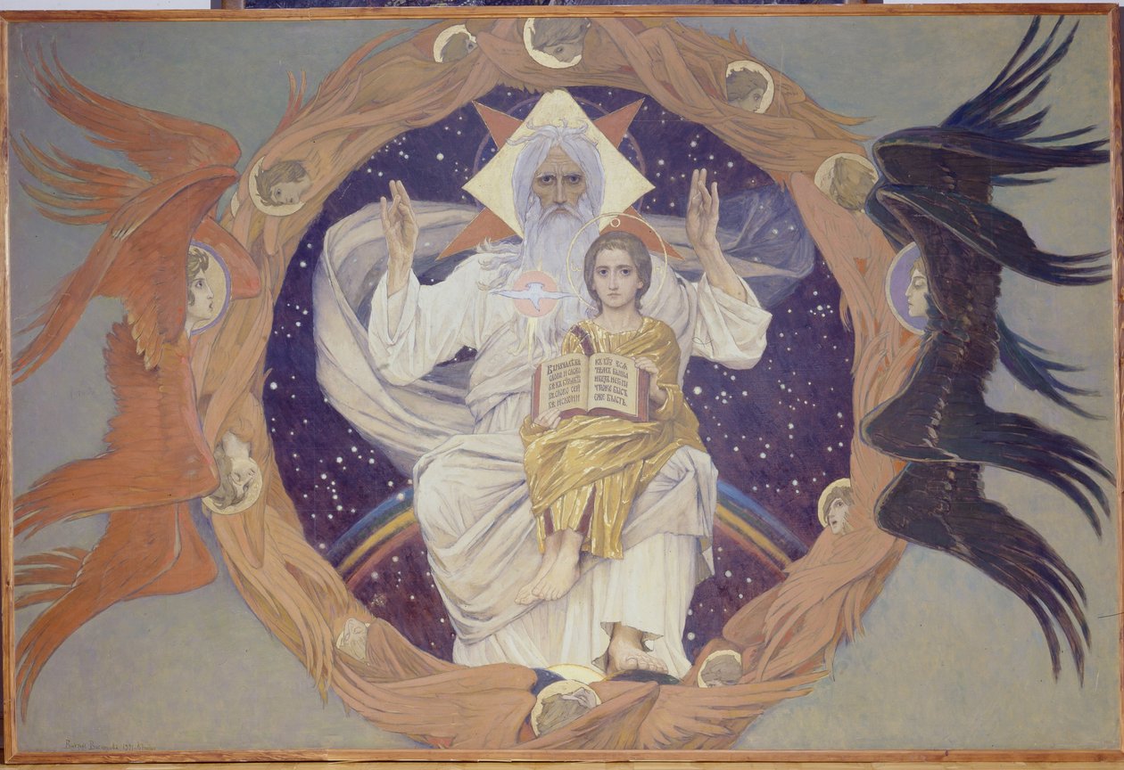 Holy Trinity, Preparatory sketch for the Alexander Nevsky Cathedral in Warsaw, 1907 by Victor Mikhailovich Vasnetsov