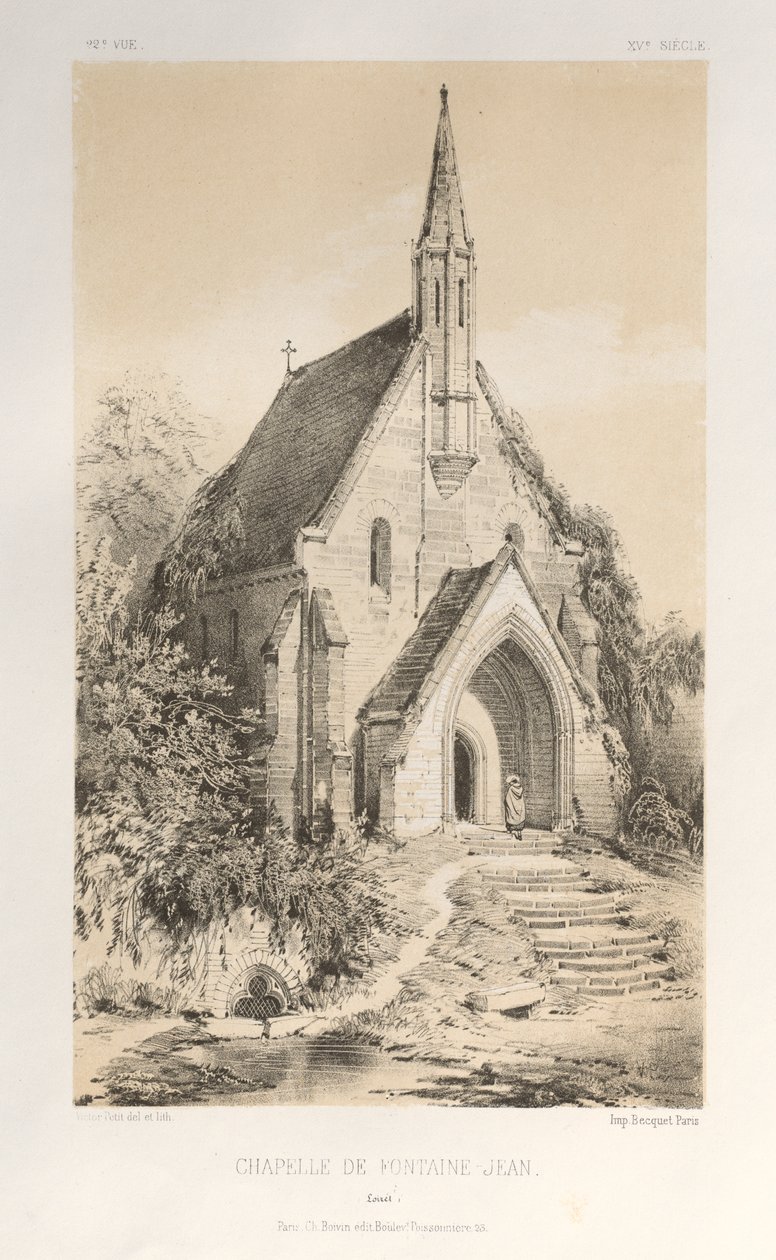Picturesque Architecture or Monuments of the 15th and 16th Centuries: Castles of France of the 15th and 16th Centuries: Pl.22, Chapel of Fontaine-Jean (Loiret) by Victor Petit
