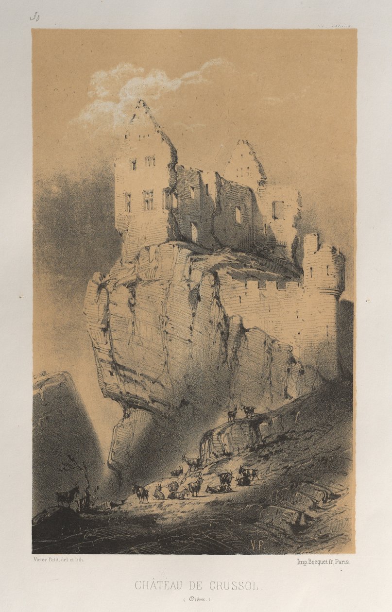 Chateau De Crussol Drome, 1860 by Victor Petit