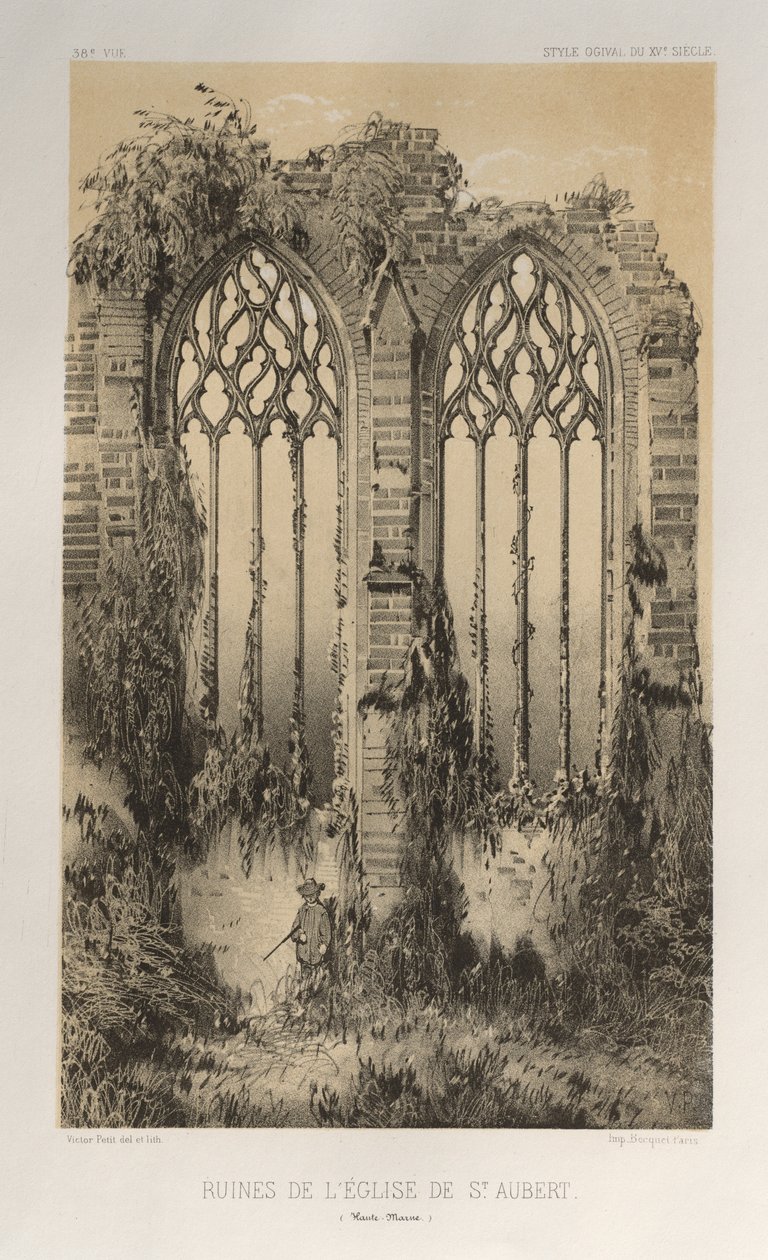 Ruins of the Church of St. Aubert, Haute-Marne, 1860 by Victor Petit
