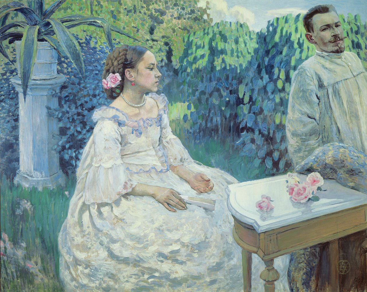 Self Portrait of the Artist with his Sister, Elena Borisova-Musatova, 1898 by Viktor Elpidiforovich Borisov Musatov