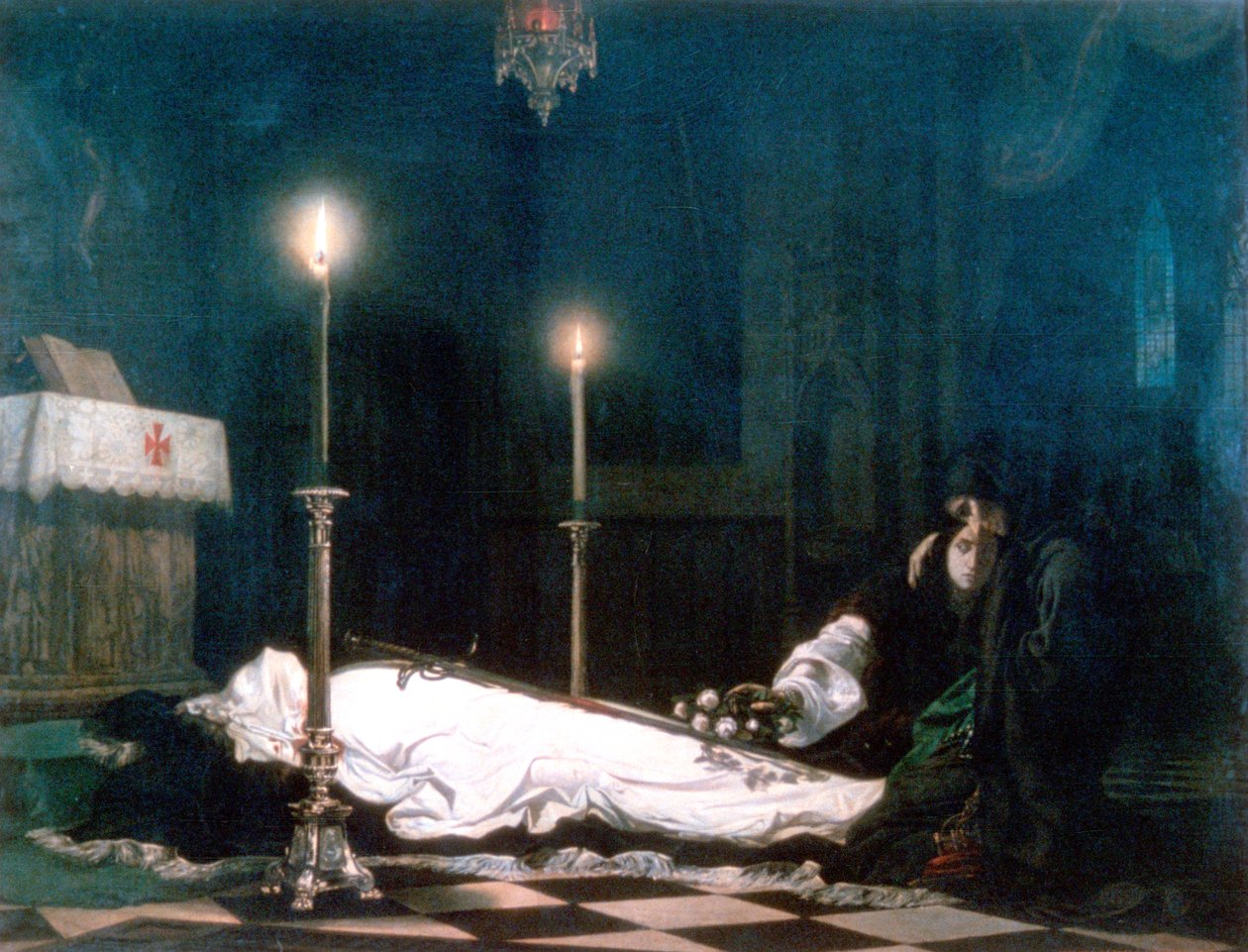 Laszlo Hunyadi on the Bier, 1859 by Viktor Madarász