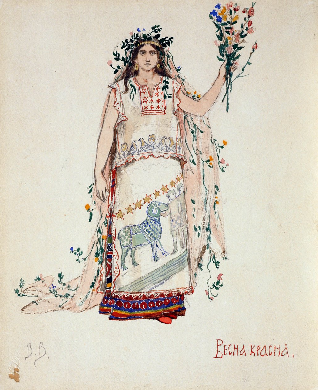 Spring Beauty. Costume design for the opera Snow Maiden by N. Rimsky-Korsakov by Viktor Mikhaylovich Vasnetsov