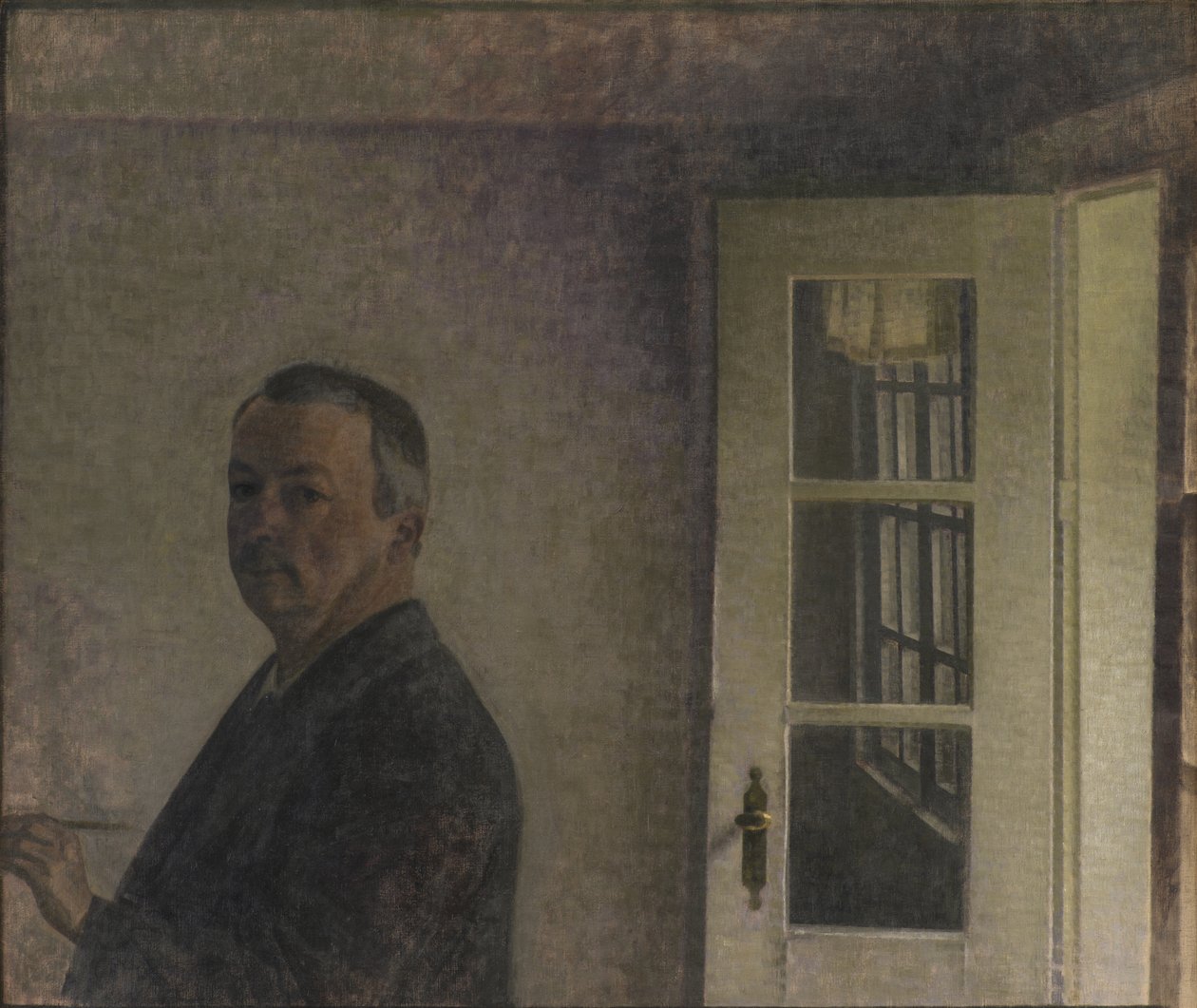 Self-Portrait. The Cottage Spurveskjul at Sorgenfri, North of Copenhagen by Vilhelm Hammershøi