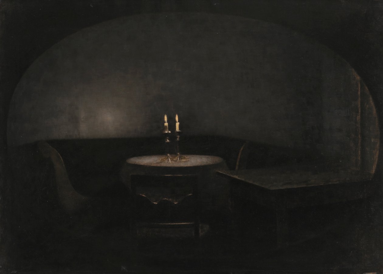 Interior, Artificial Light by Vilhelm Hammershoi