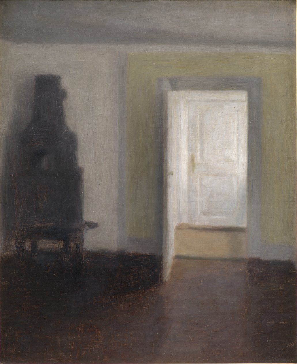 Interior with an Old Stove by Vilhelm Hammershoi