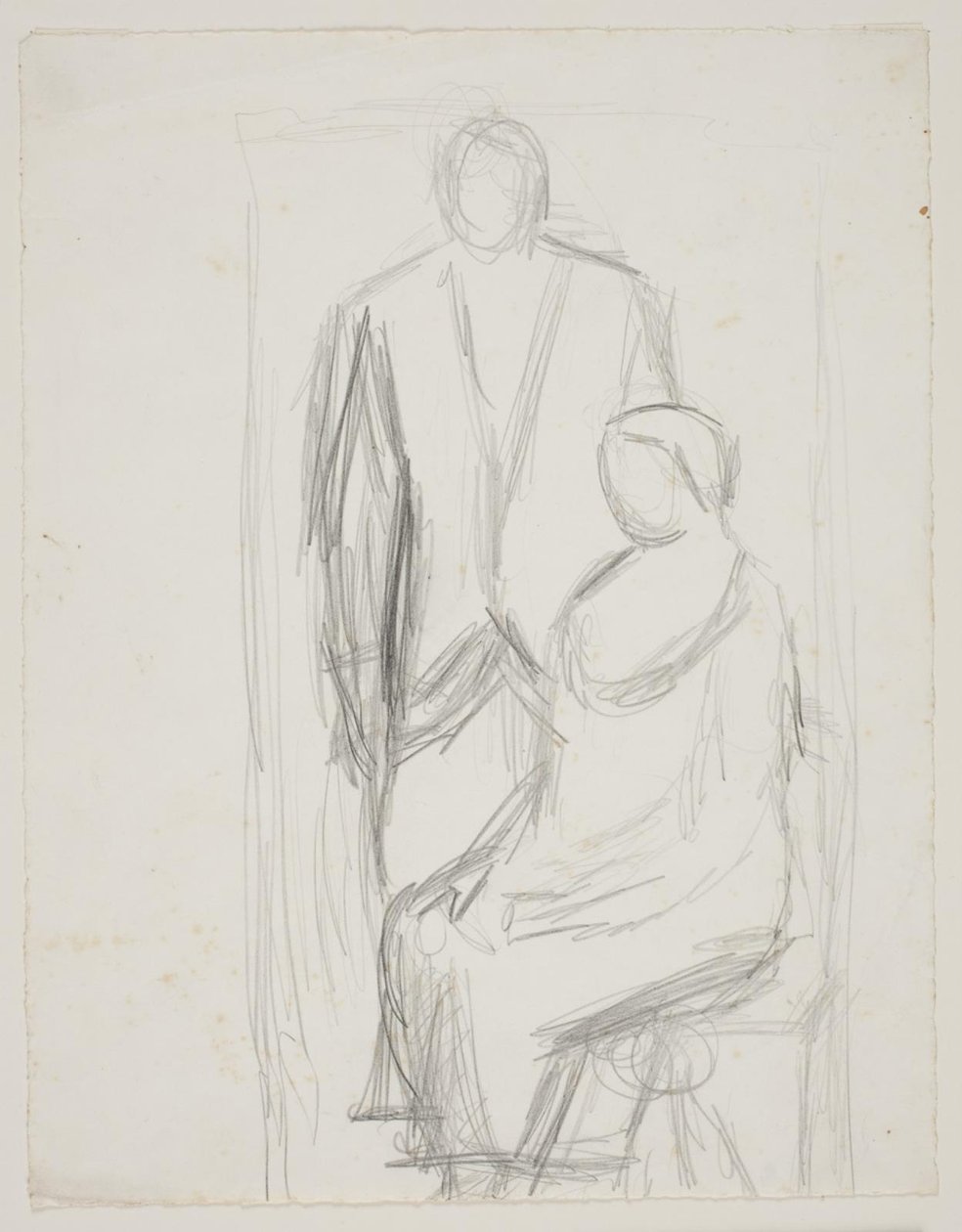 Lundstrøm Standing Behind the Seated Mrs. Lundstrøm. Study for the So-called Wedding Picture by Vilhelm Lundstrøm